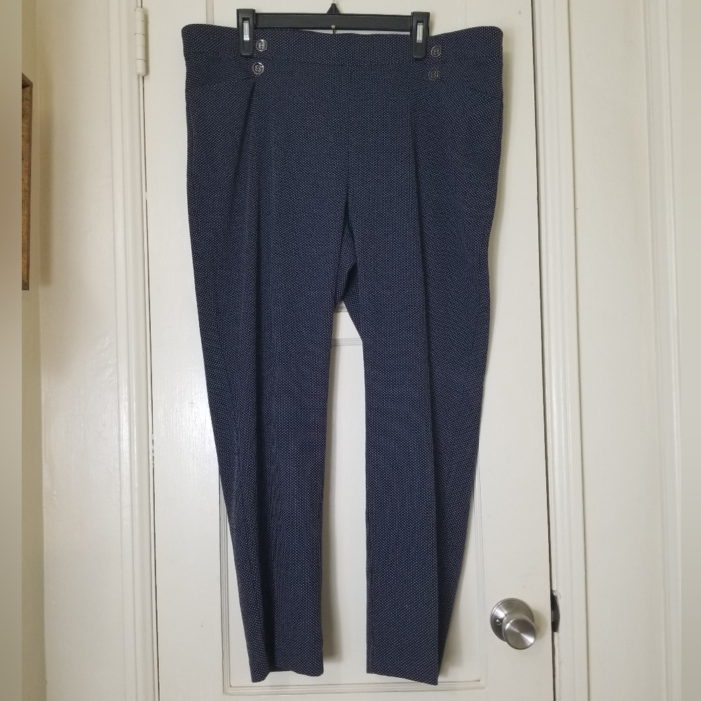 89TH & MADISON blue white polka dot pull on ankle stretch ankle pants size 18